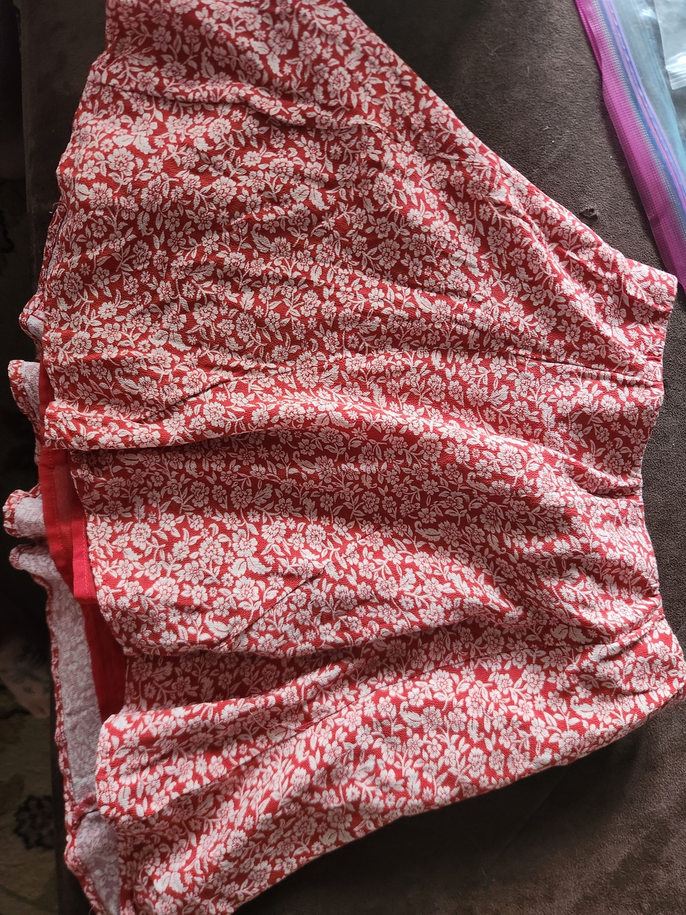 American Eagle Outfitters Red and White Floral Mini Skirt